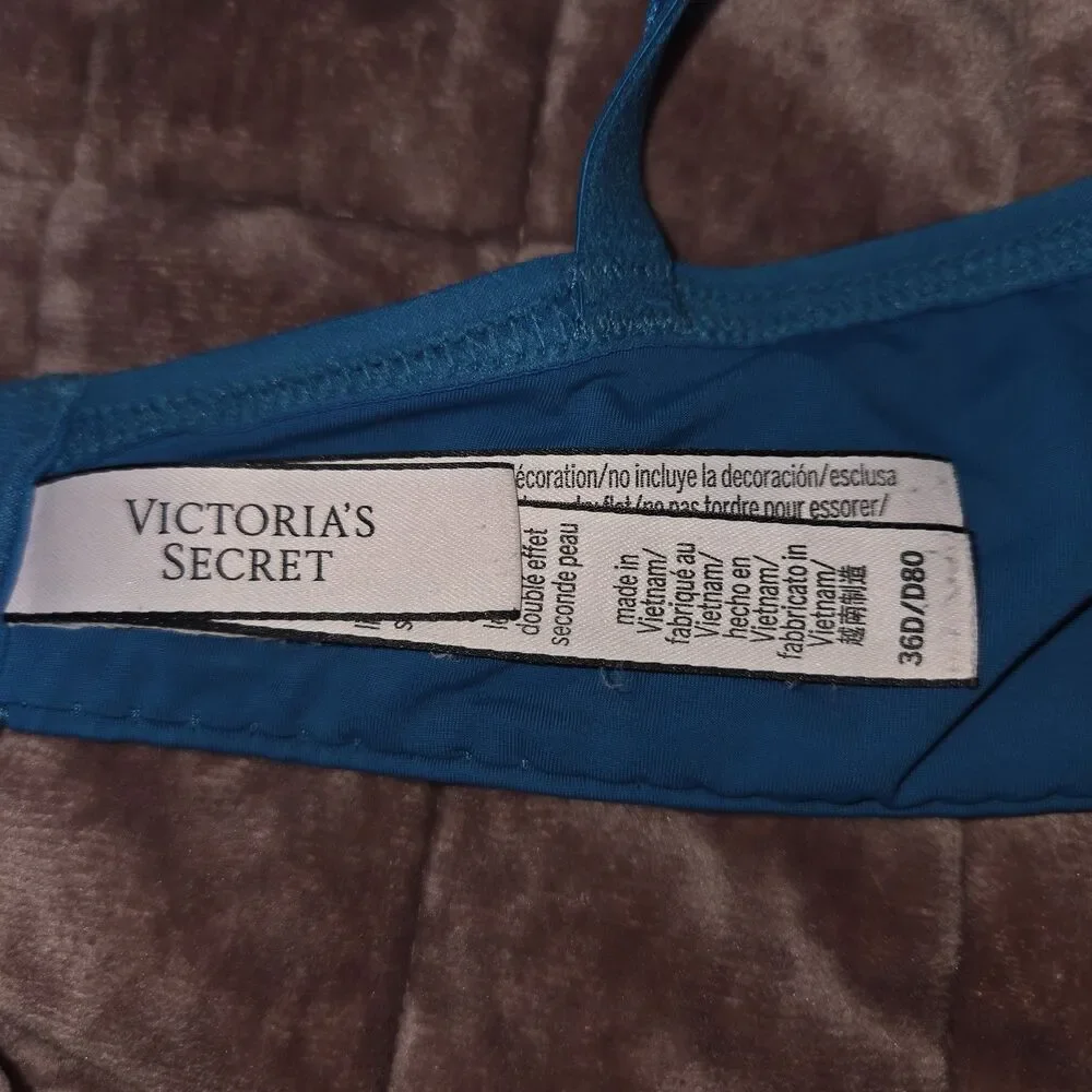 Victoria's Secret T-Shirt Lightly Lined Wireless Bra Blue 36D Comfort Crealean